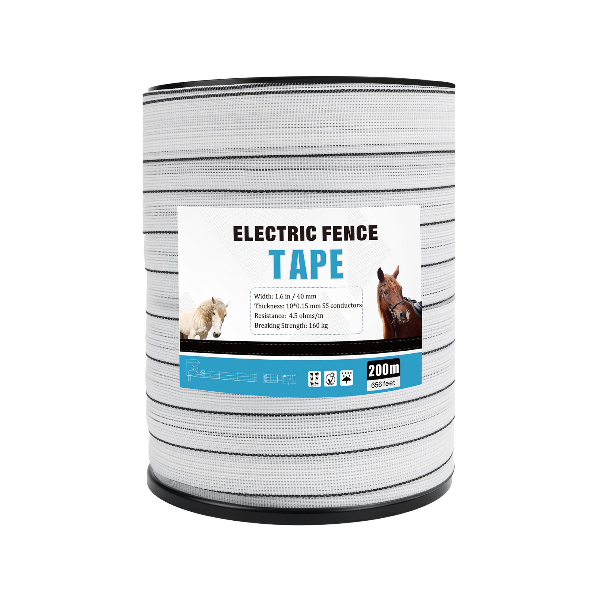 Cinta para cerca eléctrica 40 mm x 200 m (10 conductores)